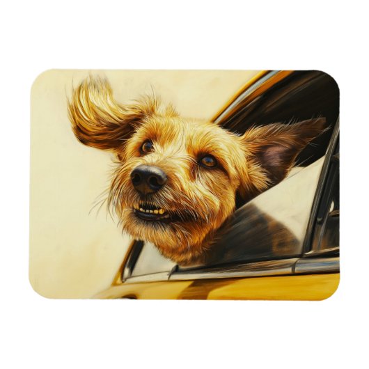 Speelse hond genieten van autorit Art Print Magneet (Horizontaal)