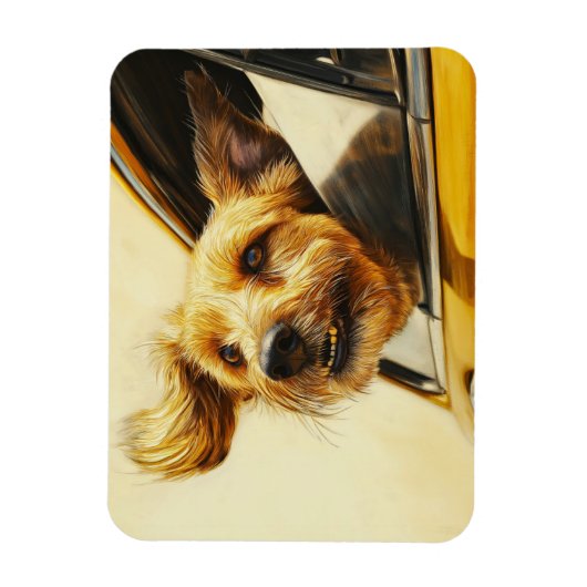Speelse hond genieten van autorit Art Print Magneet (Verticaal)