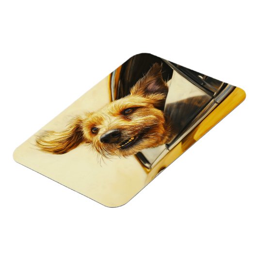 Speelse hond genieten van autorit Art Print Magneet (Linkerzijde)