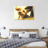 Speelse Hond Genietend van Autorit Kunstprint Canvas Afdruk (Insitu (Slaapkamer))