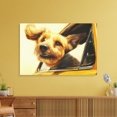 Speelse Hond Genietend van Autorit Kunstprint Canvas Afdruk (Insitu (Woonkamer))