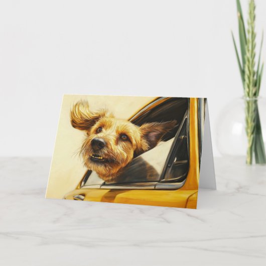 Speelse Hond Genietend van Autorit Kunstprint Kaart (Voorkant)