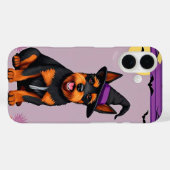 Speelse hond met heksenhut Case-Mate iPhone case (Achterkant (horizontaal))