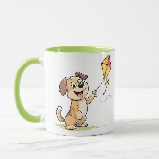 Speelse Hond met Kite Mok - Leuk cadeau voor Dier (Links)