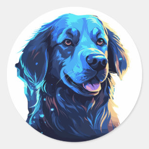 Speelse hond met tong uit ronde sticker