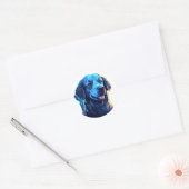 Speelse hond met tong uit ronde sticker (Envelop)