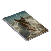 Speelse hond Ocean Waves Notitieboek (Rechterzijde)
