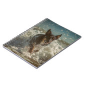 Speelse hond Ocean Waves Notitieboek (Linkerzijde)