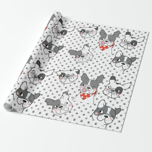 Speelse Hond Patroon Ontwerp Cadeaupapier (Uitgerold)