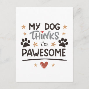 Speelse Hond Pawesome Cartoon Kunst Briefkaart