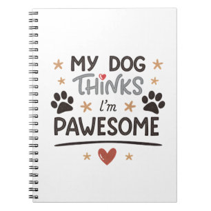 Speelse Hond Pawesome Cartoon Kunst Notitieboek