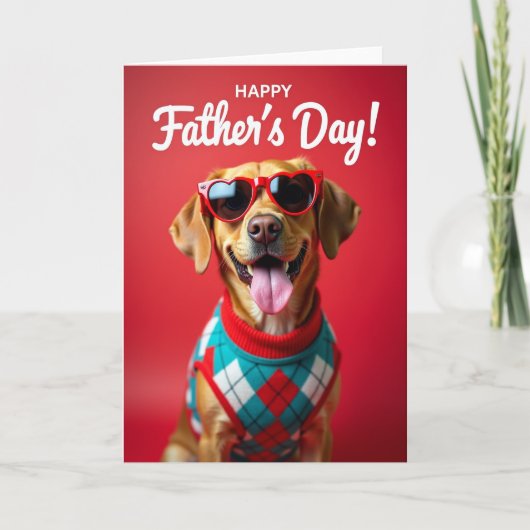 Speelse Hond Vaderdag Kaart (Voorkant)