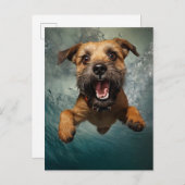Speelse hond zwemmen onder water ontwerp briefkaart (Voorkant / Achterkant)