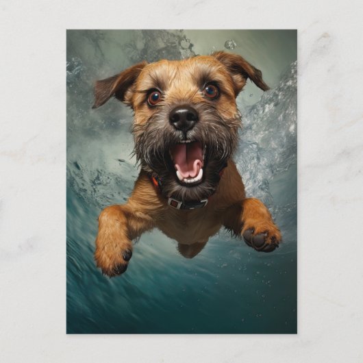 Speelse hond zwemmen onder water ontwerp briefkaart (Voorkant)
