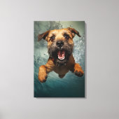 Speelse hond zwemmen onder water ontwerp canvas afdruk (Voorkant)