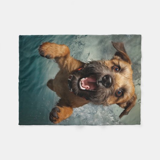 Speelse hond zwemmen onder water ontwerp fleece deken (Voorkant (Horizontaal))