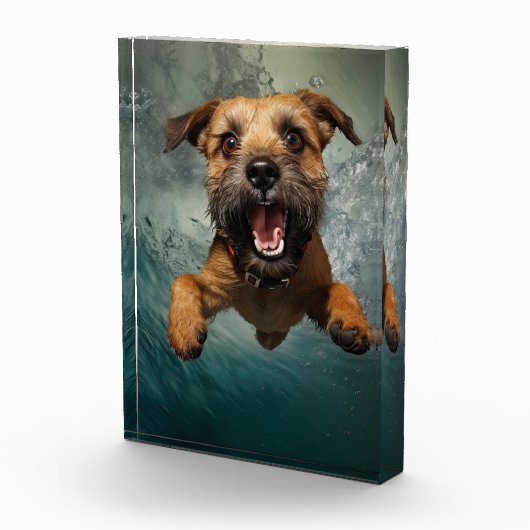 Speelse hond zwemmen onder water ontwerp fotoblokken (Rechts)