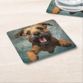 Speelse hond zwemmen onder water ontwerp kartonnen onderzetters (Schuin)