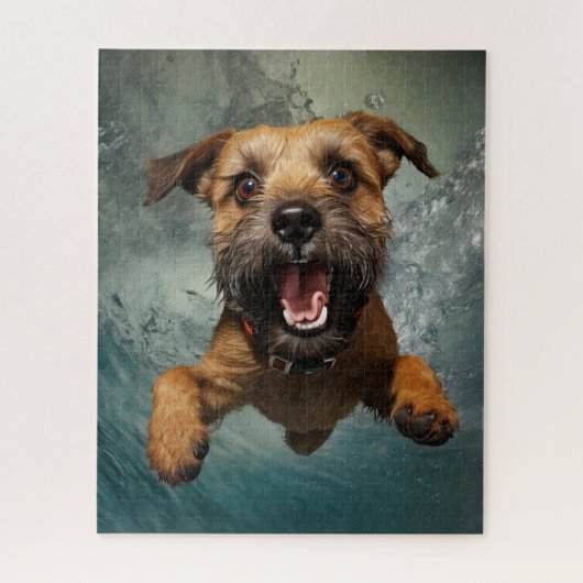 Speelse hond zwemmen onder water ontwerp legpuzzel (Verticaal)