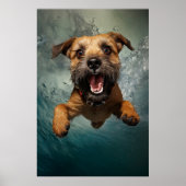 Speelse hond zwemmen onder water ontwerp poster (Voorkant)