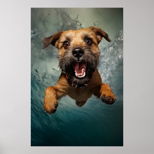 Speelse hond zwemmen onder water ontwerp poster (Voorkant)
