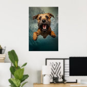 Speelse hond zwemmen onder water ontwerp poster (Thuiskantoor)