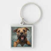 Speelse hond zwemmen onder water ontwerp sleutelhanger (Voorkant)