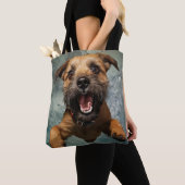 Speelse hond zwemmen onder water ontwerp tote bag (Dichtbij)