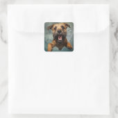Speelse hond zwemmen onder water ontwerp vierkante sticker (Tas)