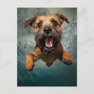 Speelse Hond Zwemt Onderwater Ontwerp Briefkaart