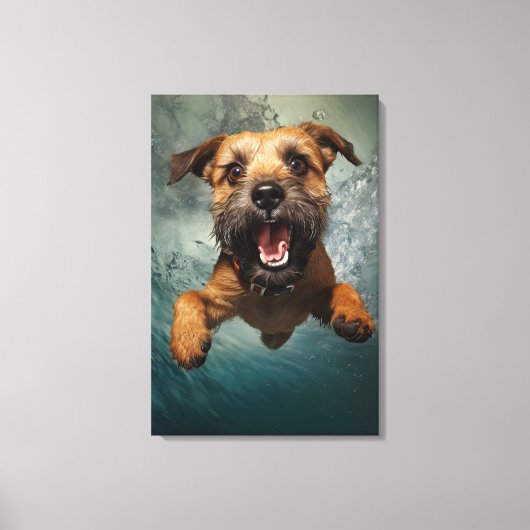 Speelse Hond Zwemt Onderwater Ontwerp Canvas Afdruk (Voorkant)