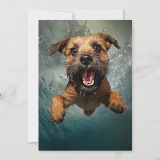 Speelse Hond Zwemt Onderwater Ontwerp Kaart (Voorkant)