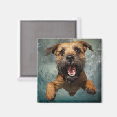 Speelse Hond Zwemt Onderwater Ontwerp Magneet (Voorkant / Achterkant)
