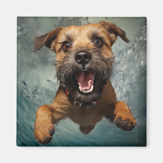 Speelse Hond Zwemt Onderwater Ontwerp Magneet (Voorkant)
