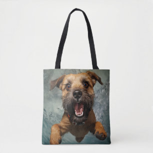 Speelse Hond Zwemt Onderwater Ontwerp Tote Bag