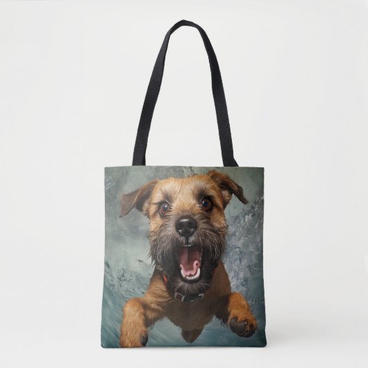 Speelse Hond Zwemt Onderwater Ontwerp Tote Bag (Voorkant)