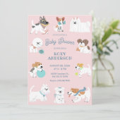 Speelse honden baby shower kaart (Staand voorkant)