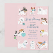 Speelse honden baby shower kaart (Voorkant / Achterkant)