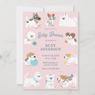 Speelse honden baby shower kaart