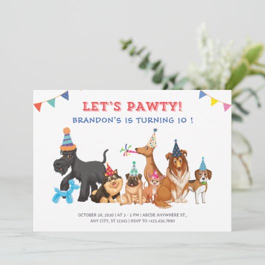 Speelse Honden feest verjaardag Kaart (Staand voorkant)