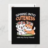 Speelse honden met bloemenkronen – Fun Spring Them Briefkaart (Voorkant / Achterkant)