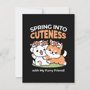 Speelse honden met bloemenkronen – Fun Spring Them Briefkaart