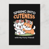 Speelse honden met bloemenkronen – Fun Spring Them Briefkaart (Voorkant)