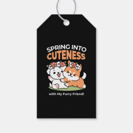Speelse honden met bloemenkronen – Fun Spring Them Cadeaulabel