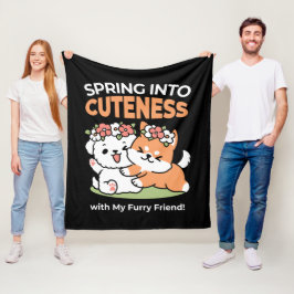 Speelse honden met bloemenkronen – Fun Spring Them Fleece Deken