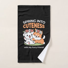 Speelse honden met bloemenkronen – Fun Spring Them Handdoek