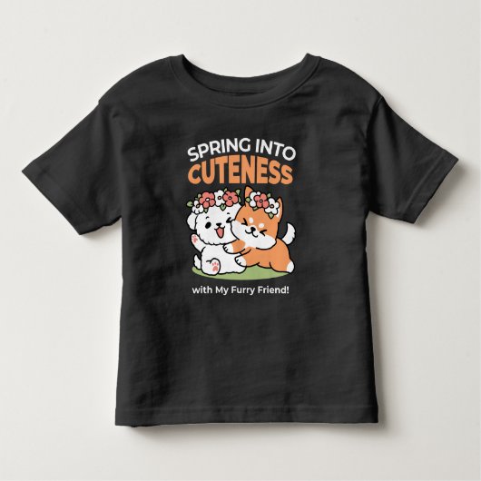 Speelse honden met bloemenkronen – Fun Spring Them Kinder Shirts (Voorkant)