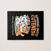 Speelse honden met bloemenkronen – Fun Spring Them Legpuzzel (Horizontaal)