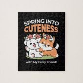 Speelse honden met bloemenkronen – Fun Spring Them Legpuzzel (Verticaal)