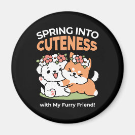 Speelse honden met bloemenkronen – Fun Spring Them Magneet